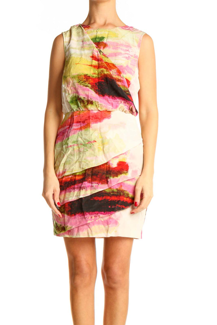 Multicolor Silk Sheath Dress