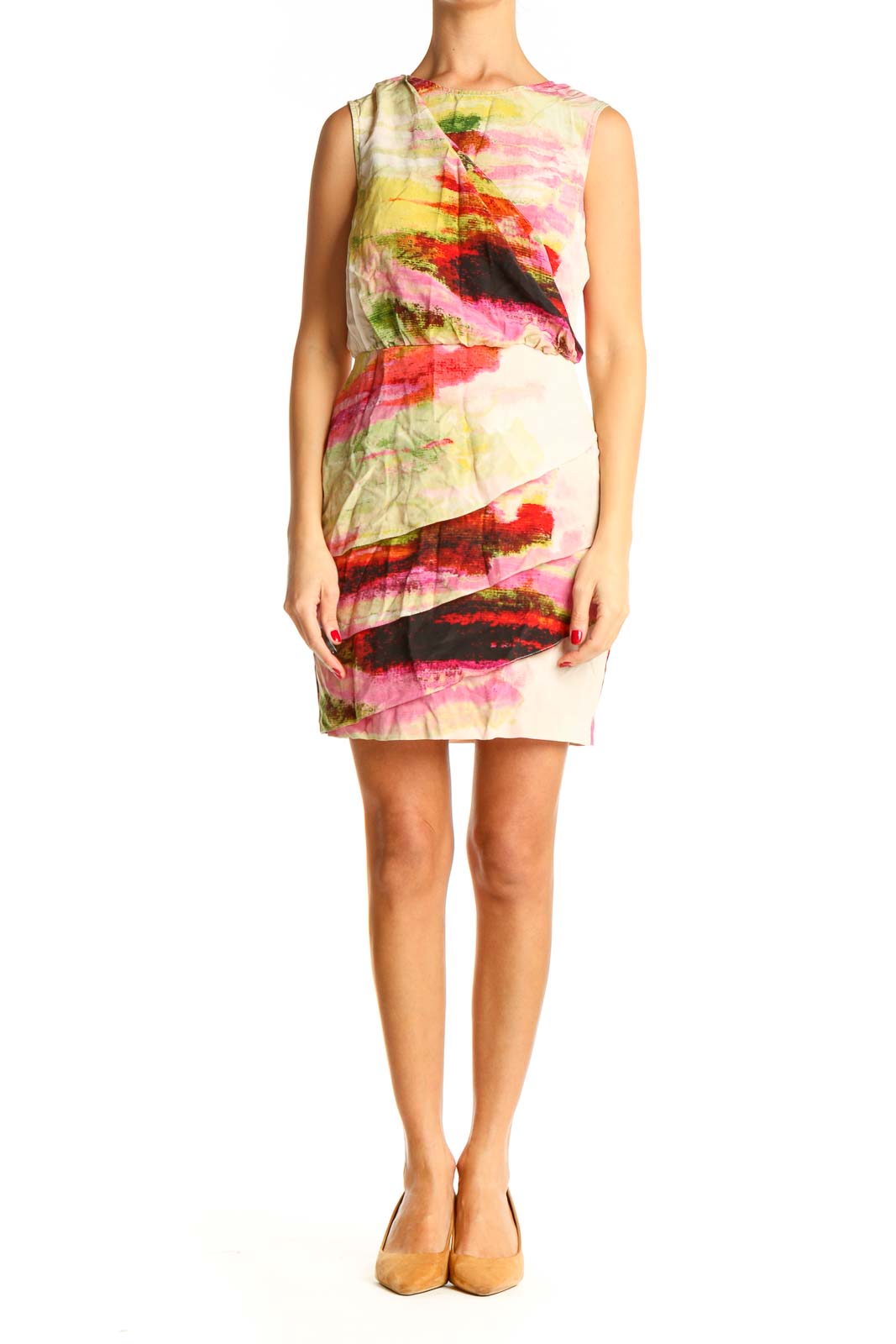 Multicolor Silk Sheath Dress