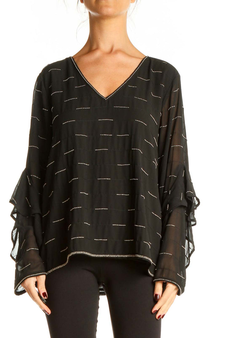 Black Textured Brunch Blouse