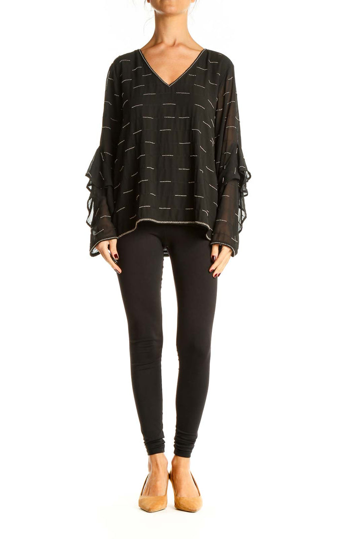 Black Textured Brunch Blouse