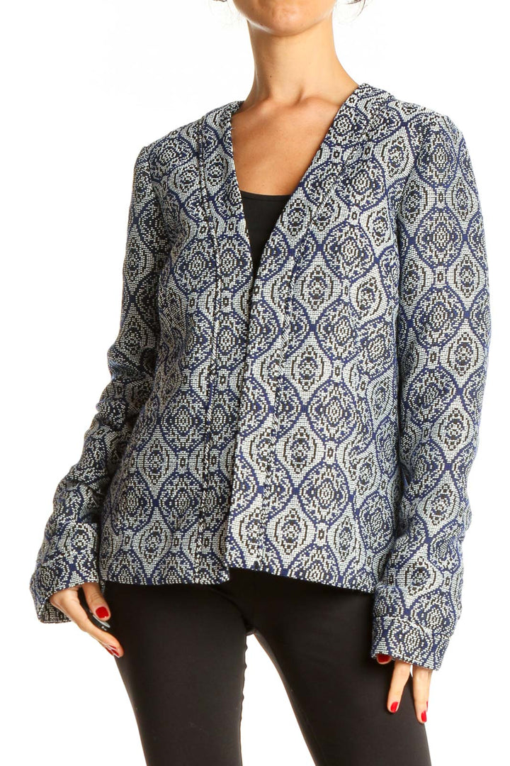 Gray Blue Printed Blazer