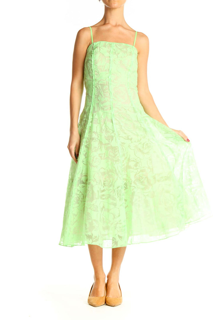 Green Day Printed Fit & Flare Dress