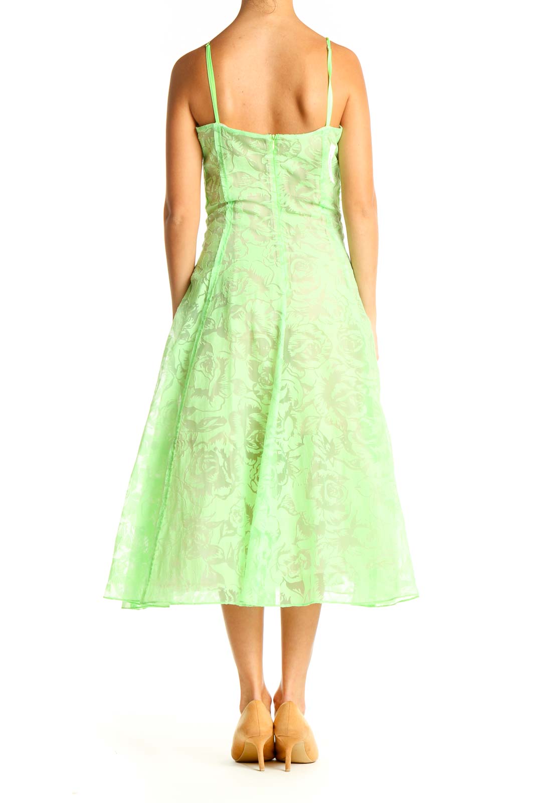 Green Day Printed Fit & Flare Dress