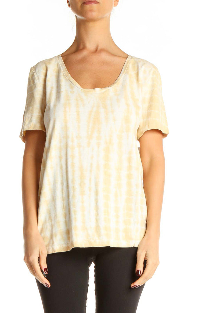 Beige Tie And Dye Retro Top