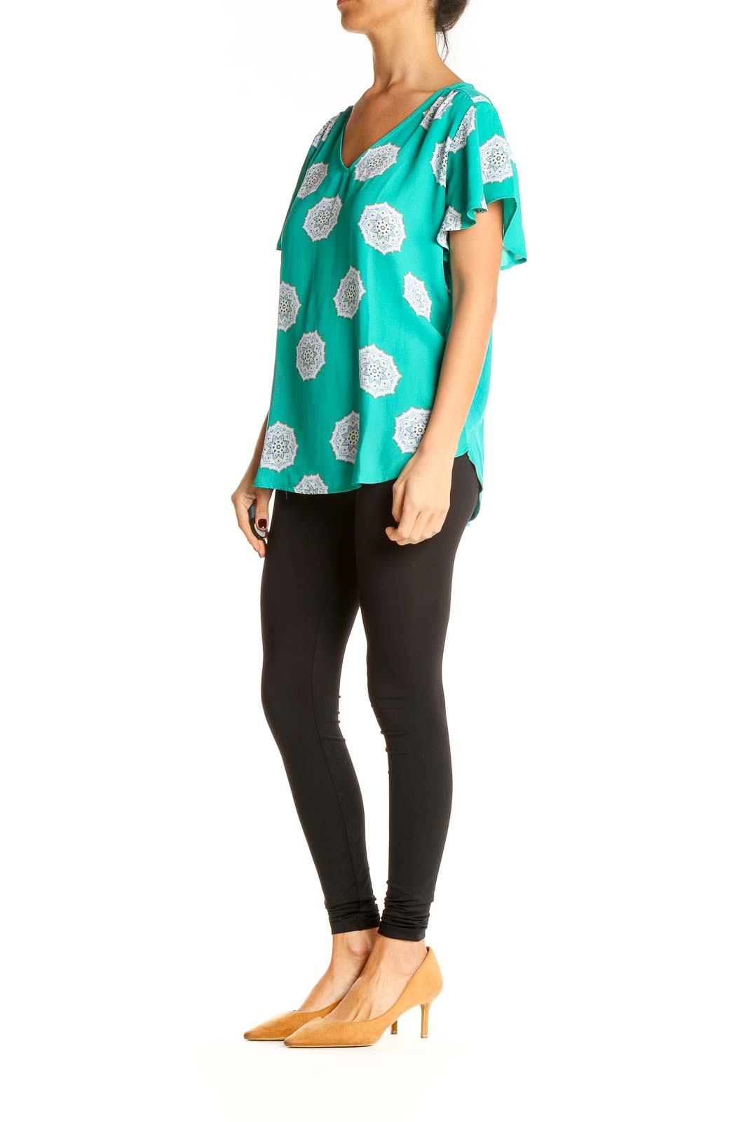 Green Printed All Day Wear Top