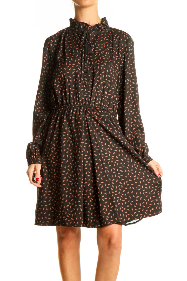 Black Printed Day Fit & Flare Dress