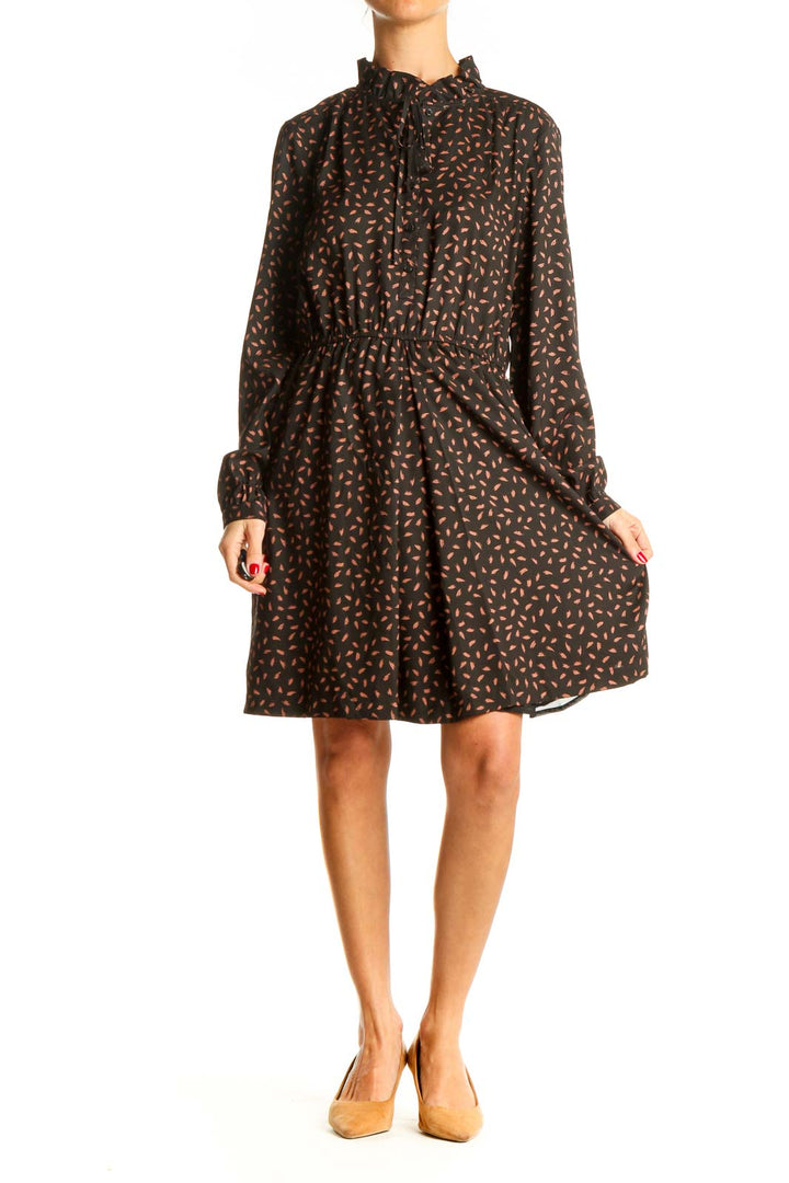 Black Printed Day Fit & Flare Dress