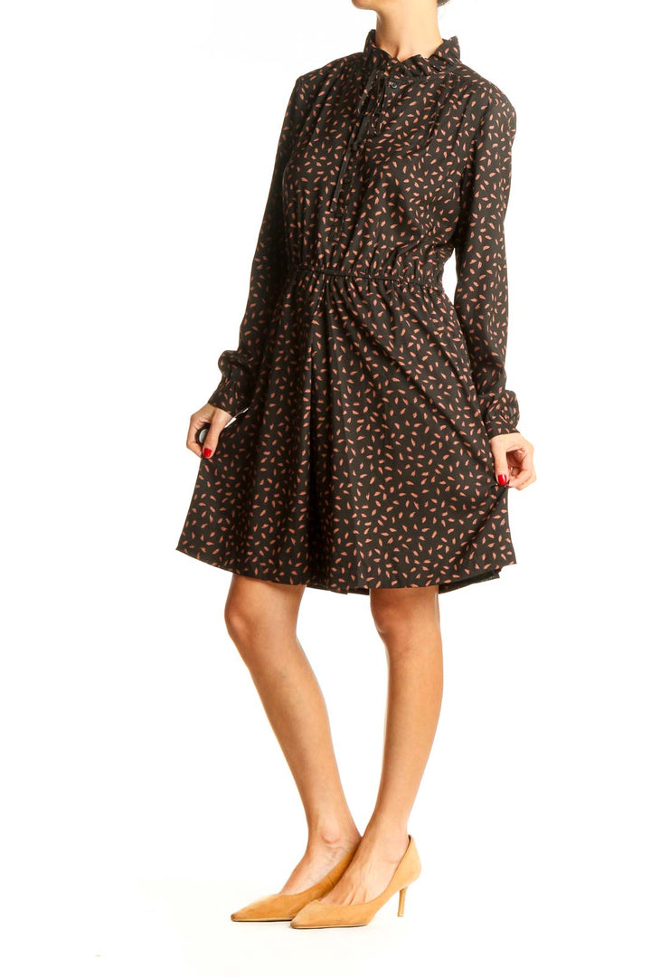 Black Printed Day Fit & Flare Dress