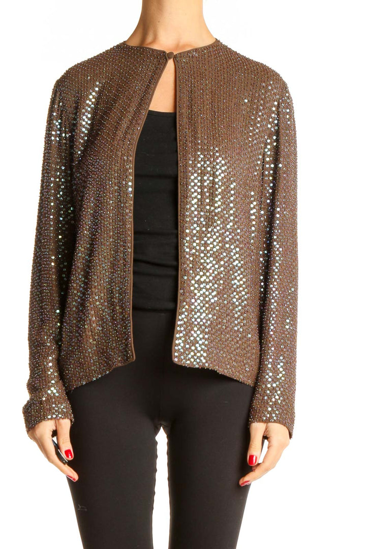 Brown Sequin Cardigan