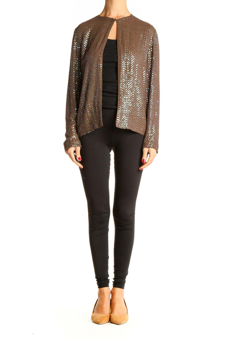 Brown Sequin Cardigan