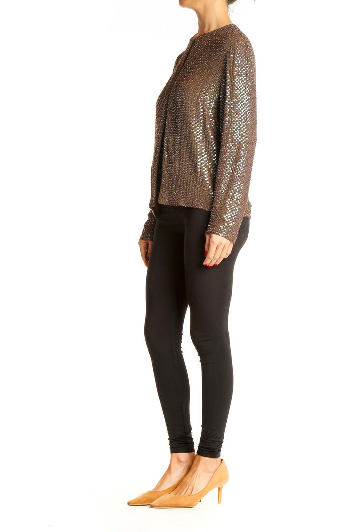 Brown Sequin Cardigan