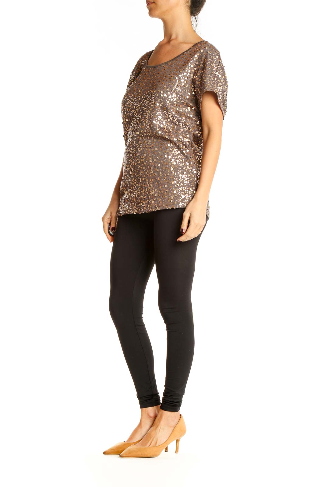 Brown Sequin Party Top