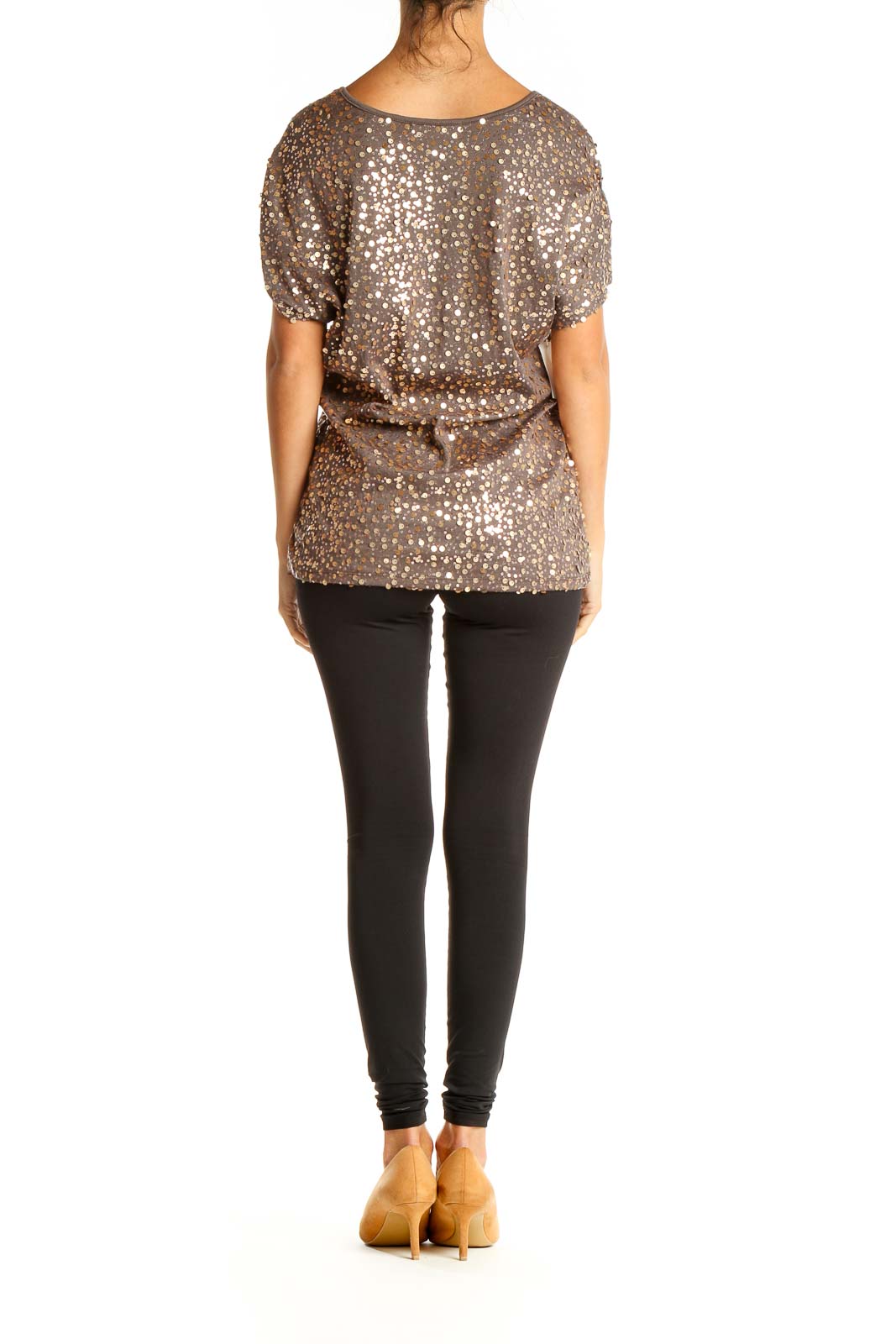 Brown Sequin Party Top