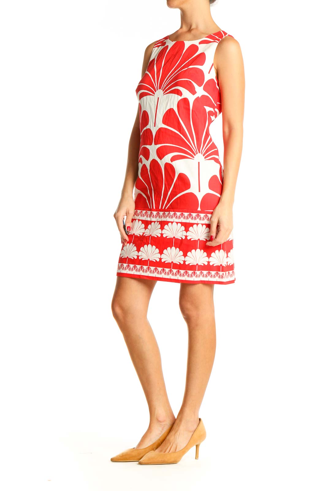 Red Printed A-Line Dress