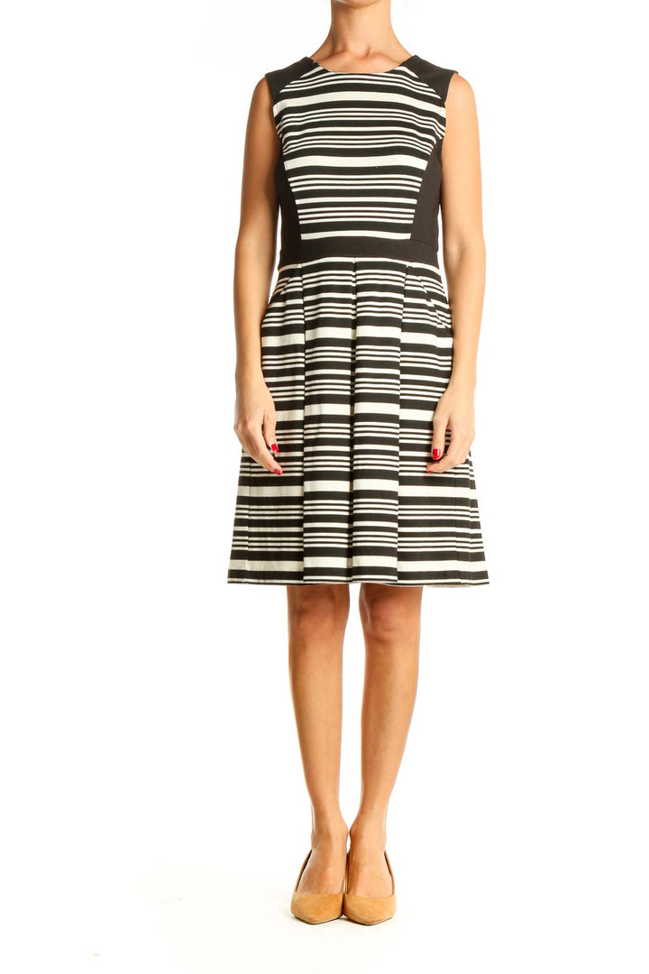 Black Striped Fit & Flare Dress