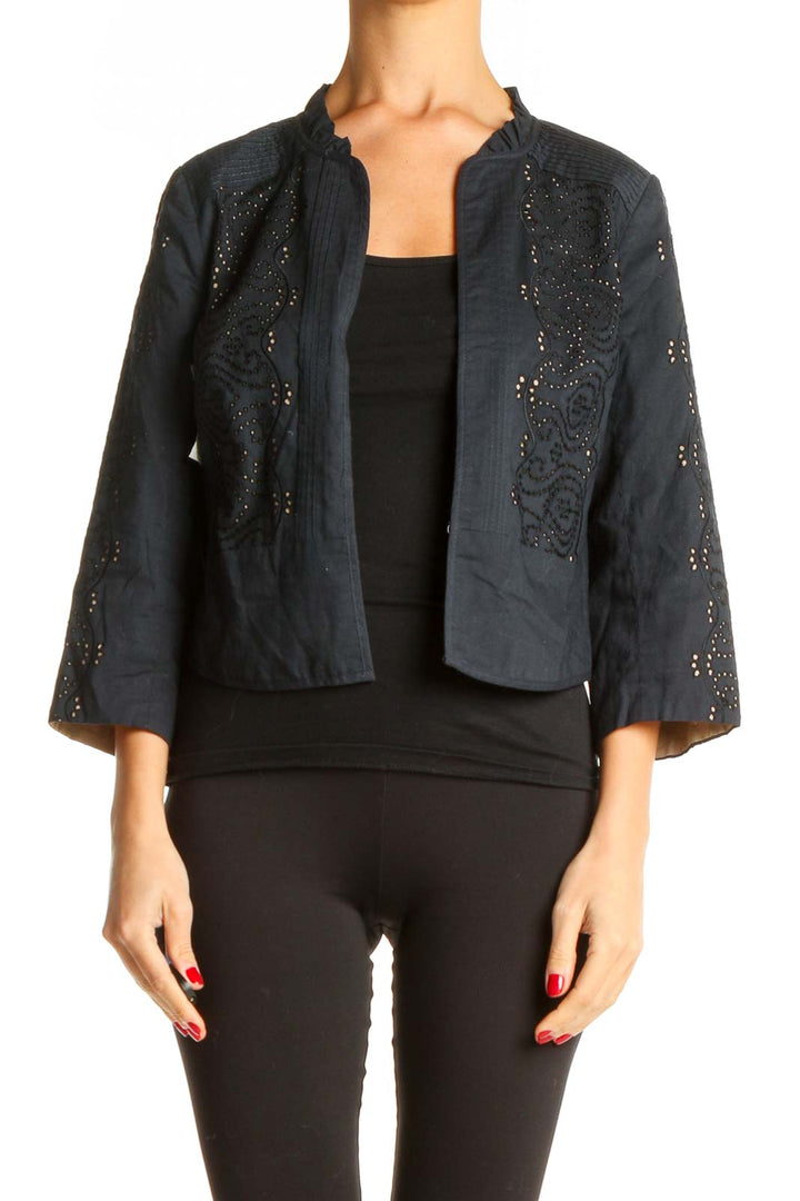 Black Cropped Eyelet Jacket