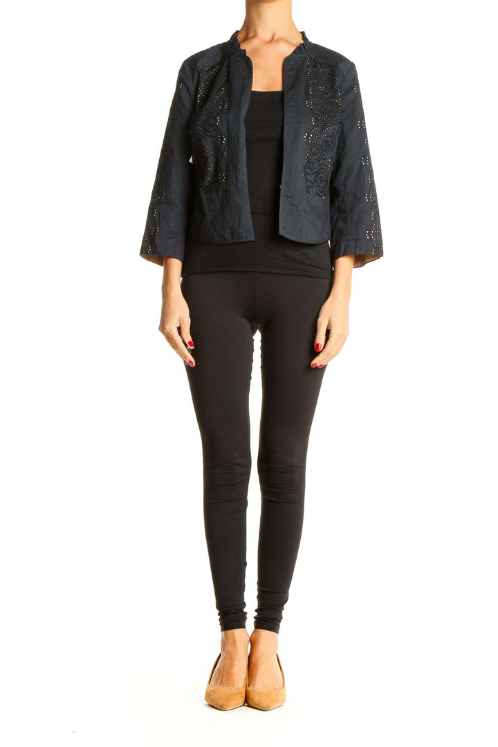 Black Cropped Eyelet Jacket