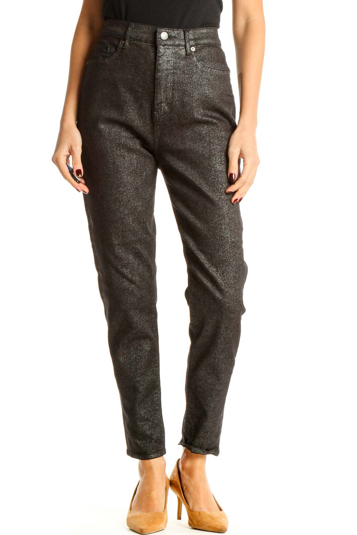 Gray Shimmer All Day Wear High-Waisted Pants