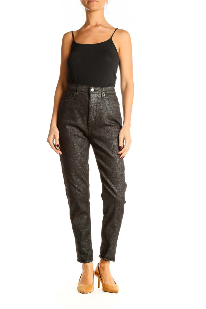 Gray Shimmer All Day Wear High-Waisted Pants