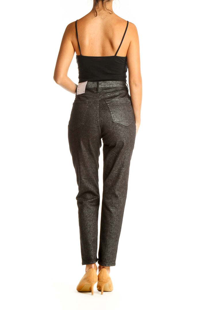 Gray Shimmer All Day Wear High-Waisted Pants