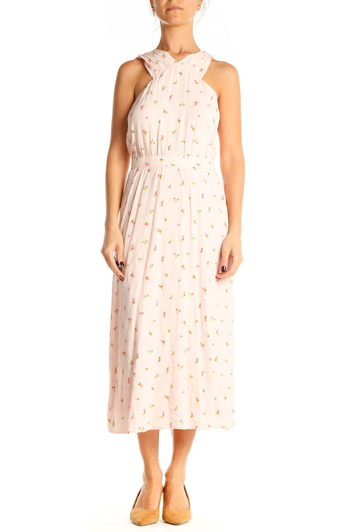 Pink Floral Print Day Column Dress