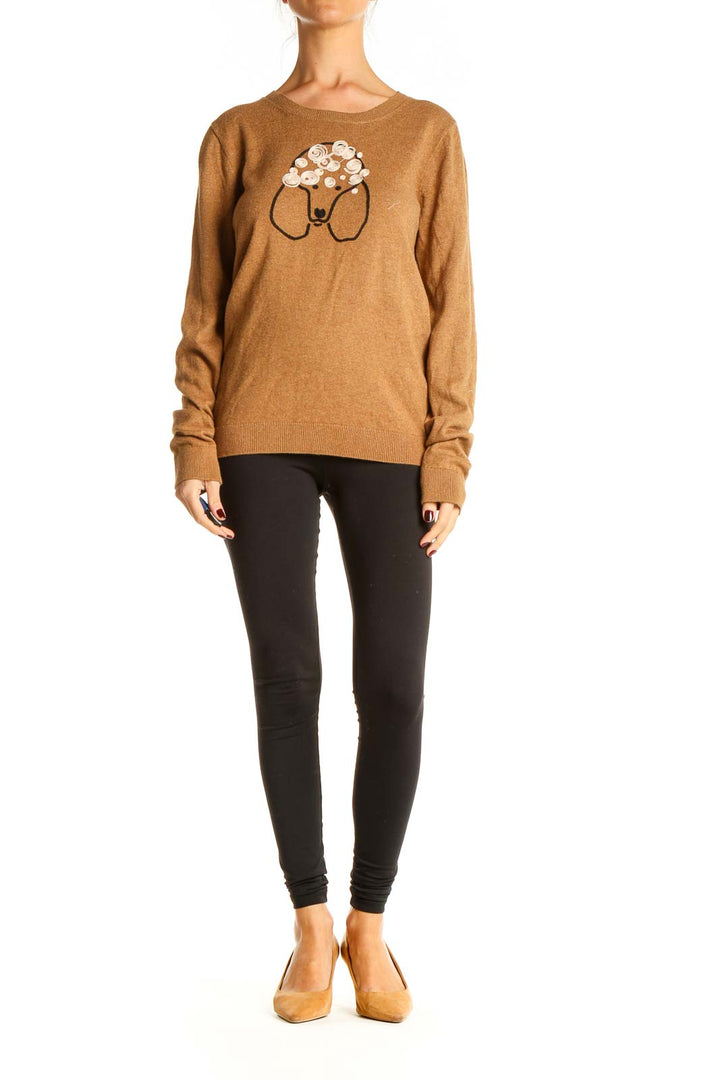 Brown Graphic Print All Day Wear Sweater