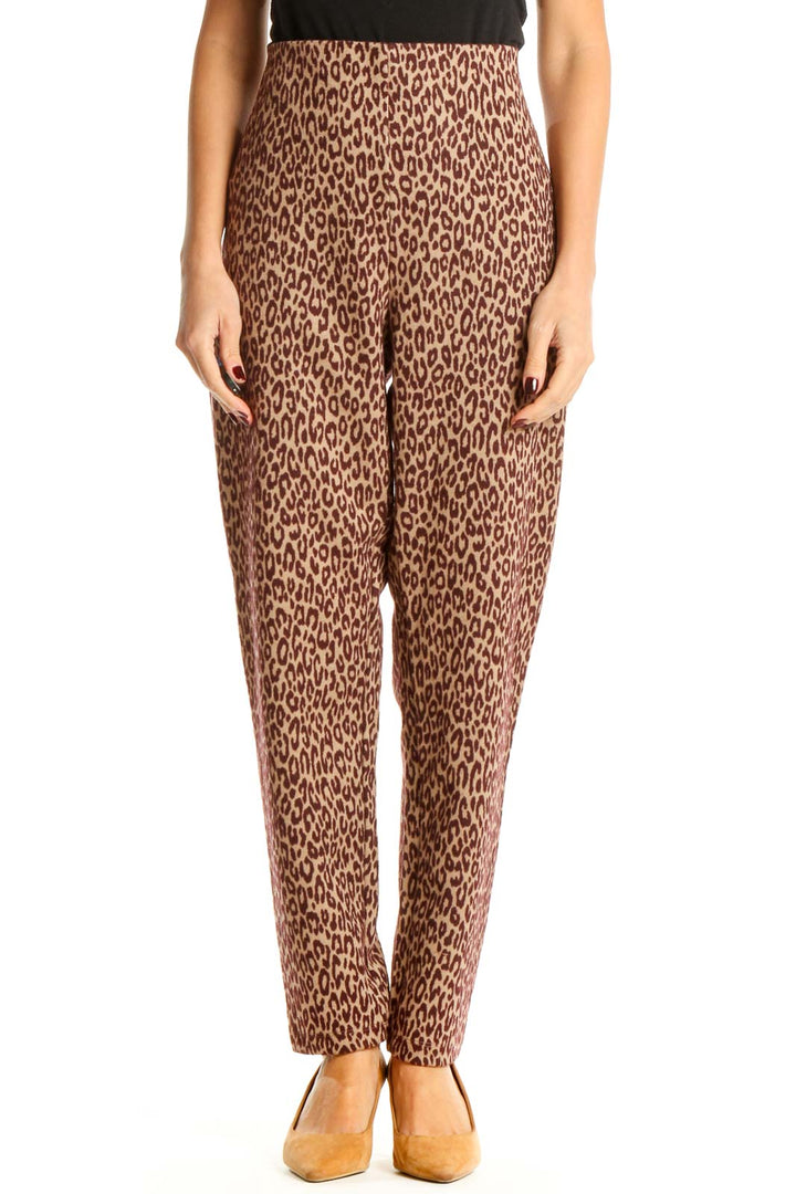 Brown Animal Print Trousers