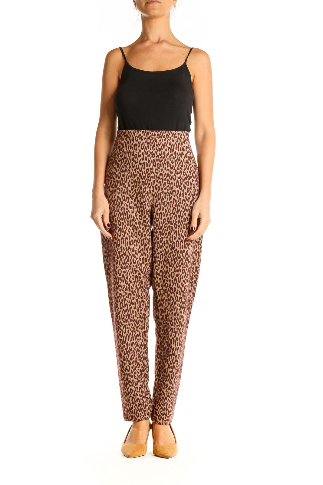 Brown Animal Print Trousers