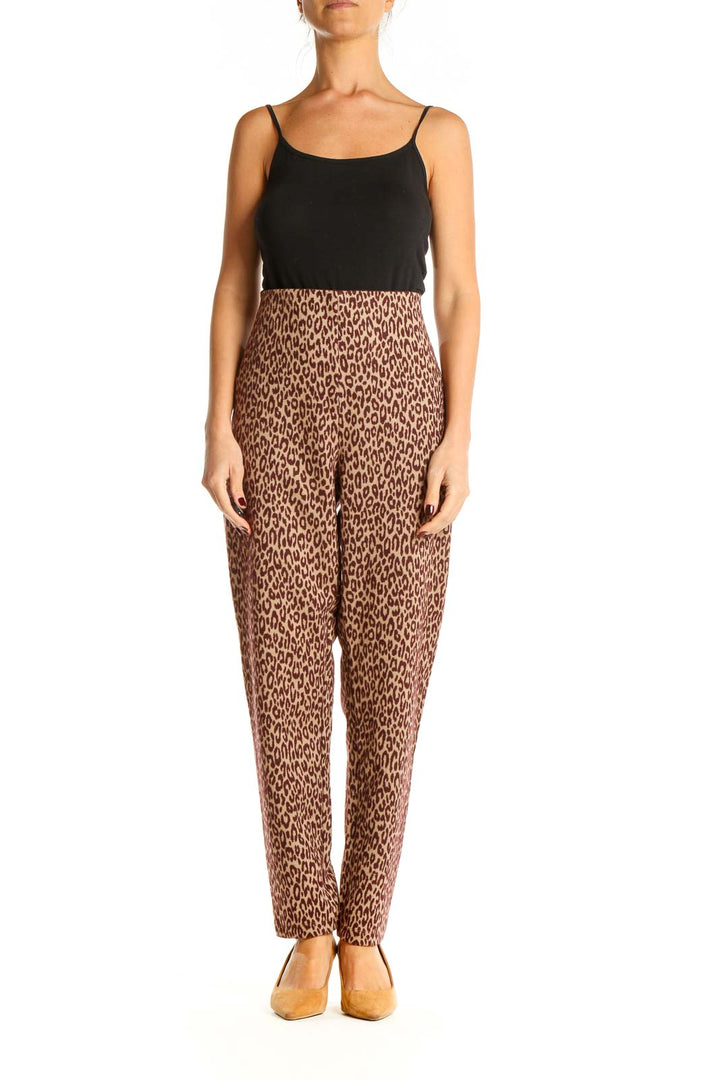 Brown Animal Print Trousers