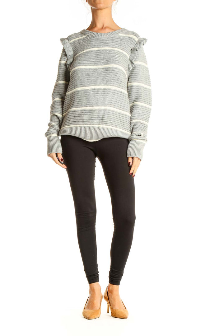 Gray Striped All Day Wear Sweater