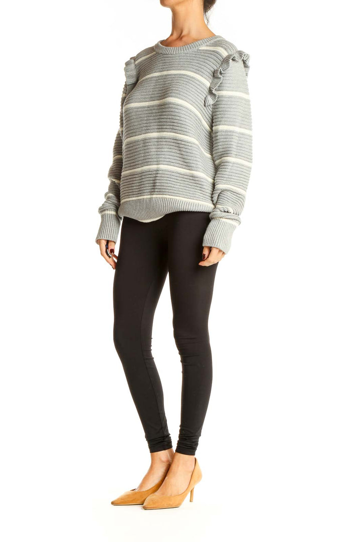 Gray Striped All Day Wear Sweater