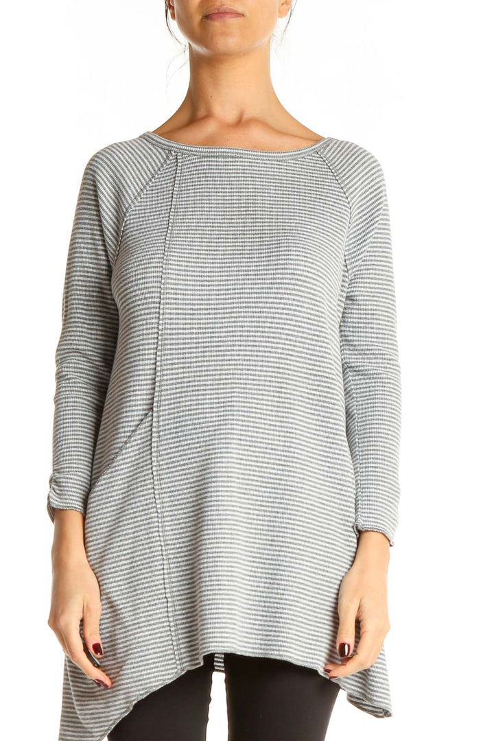 Gray Striped All Day Wear Top