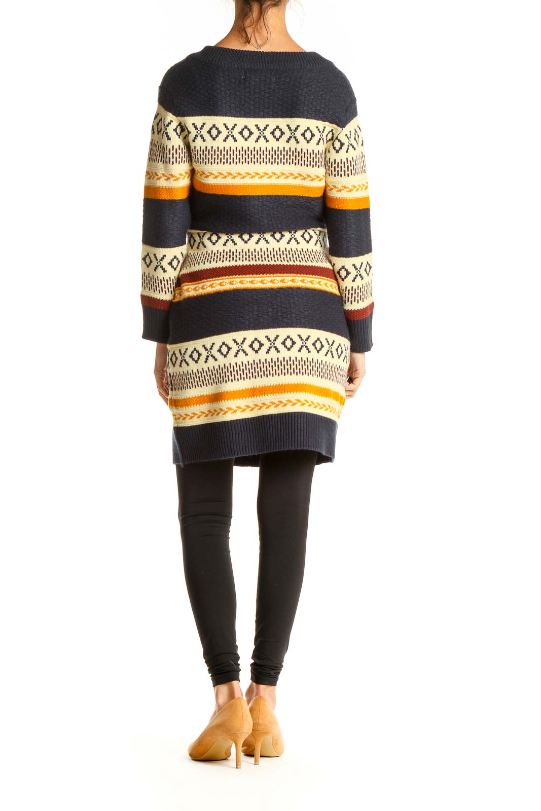 Blue Aztec Print All Day Wear Long Sweater