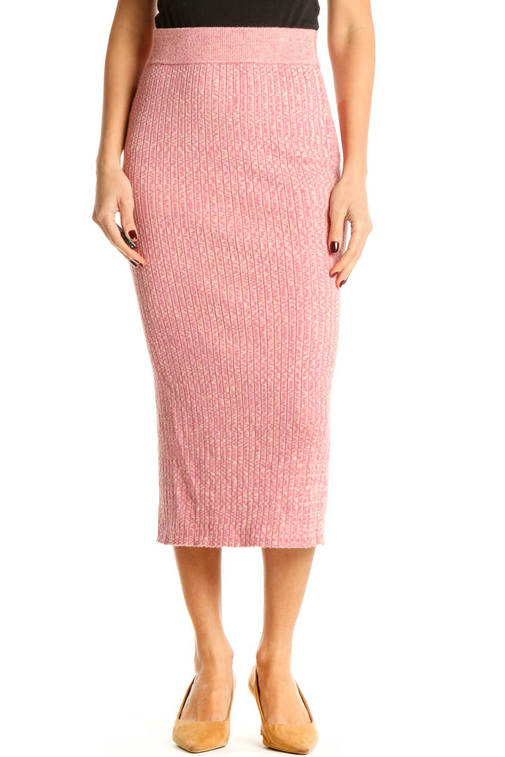 Pink Solid Brunch Pencil Skirt