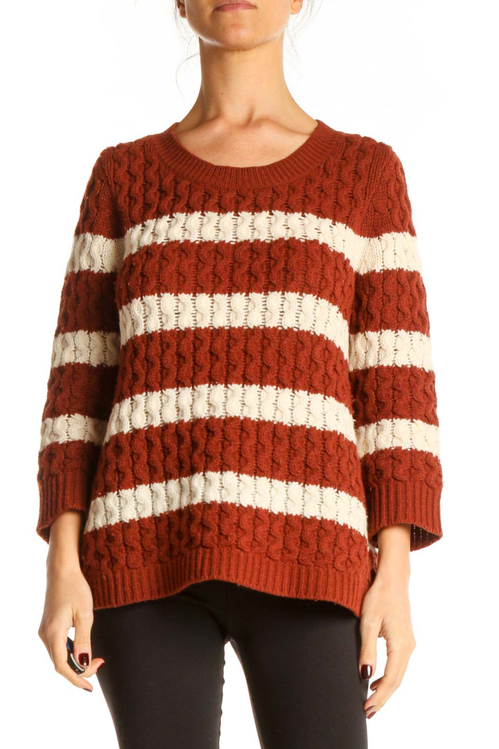 Red Striped Casual Sweater