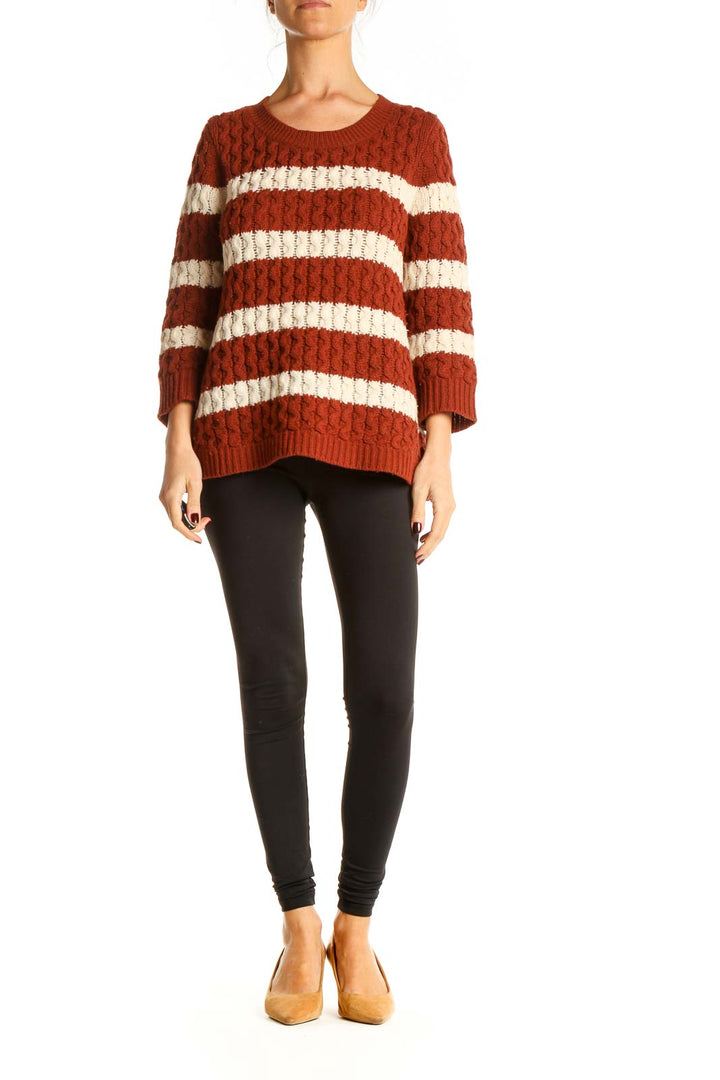 Red Striped Casual Sweater