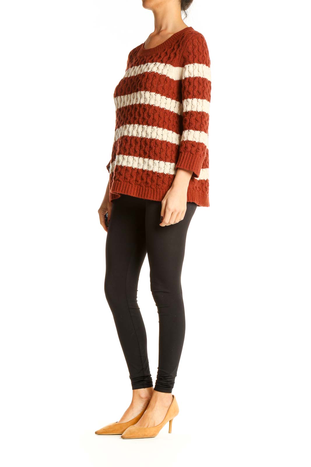 Red Striped Casual Sweater