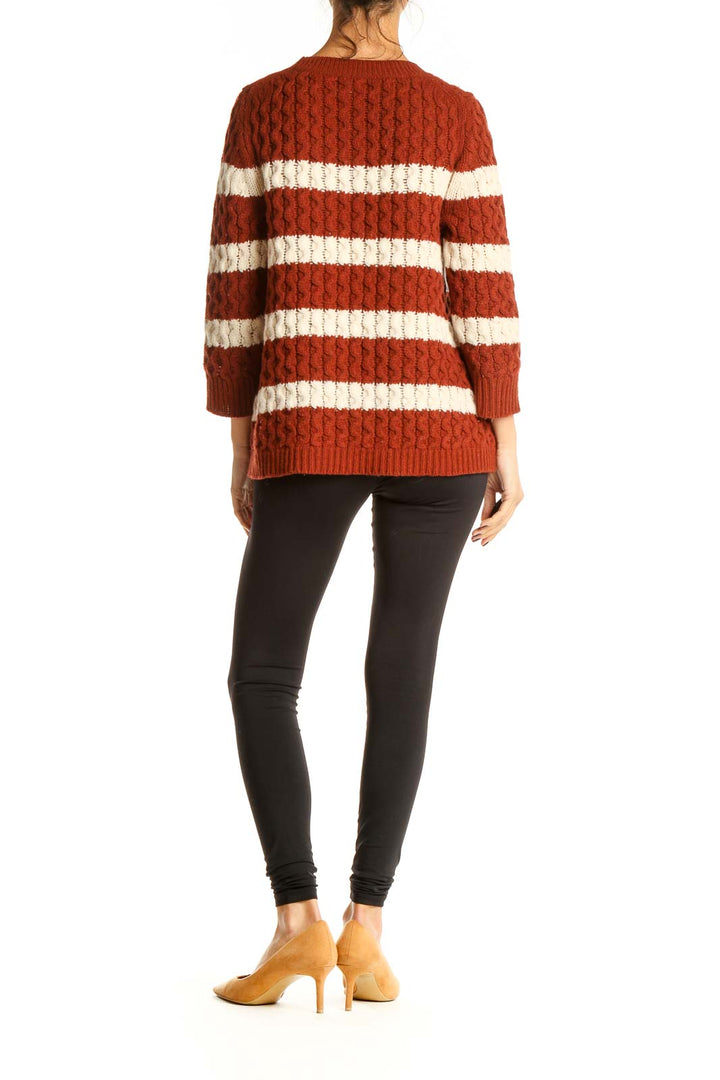 Red Striped Casual Sweater