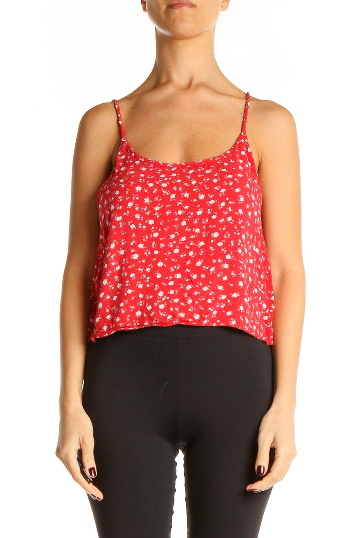 Red Floral Print Bohemian Tank Top