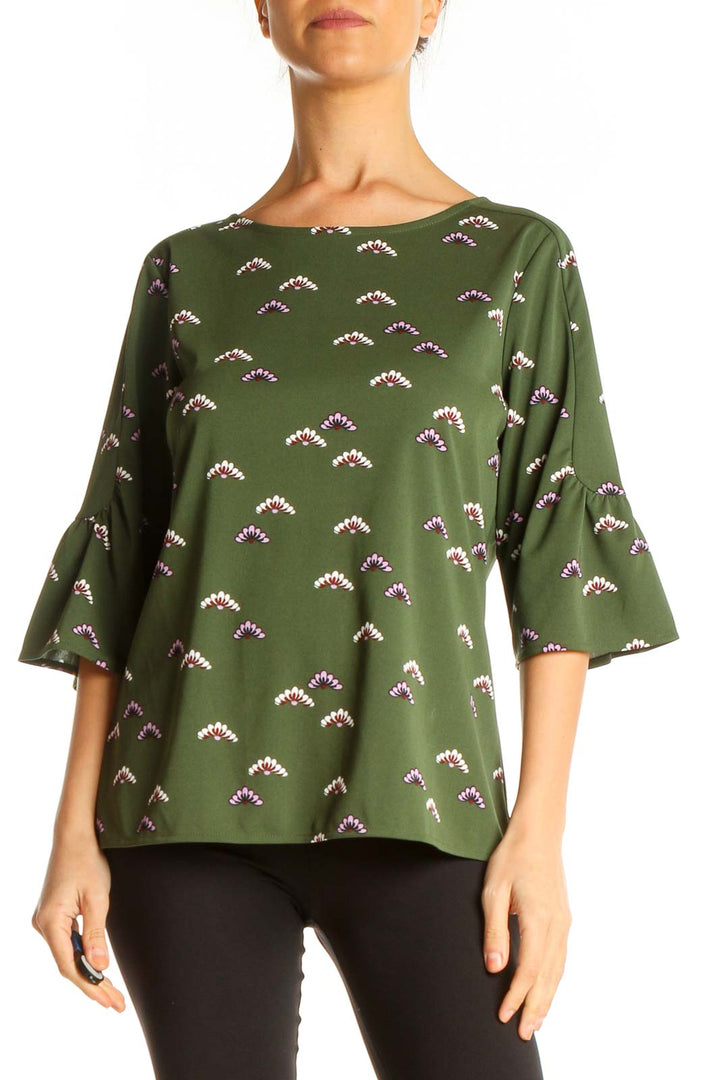 Green Printed Casual Top