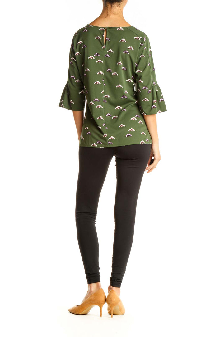 Green Printed Casual Top