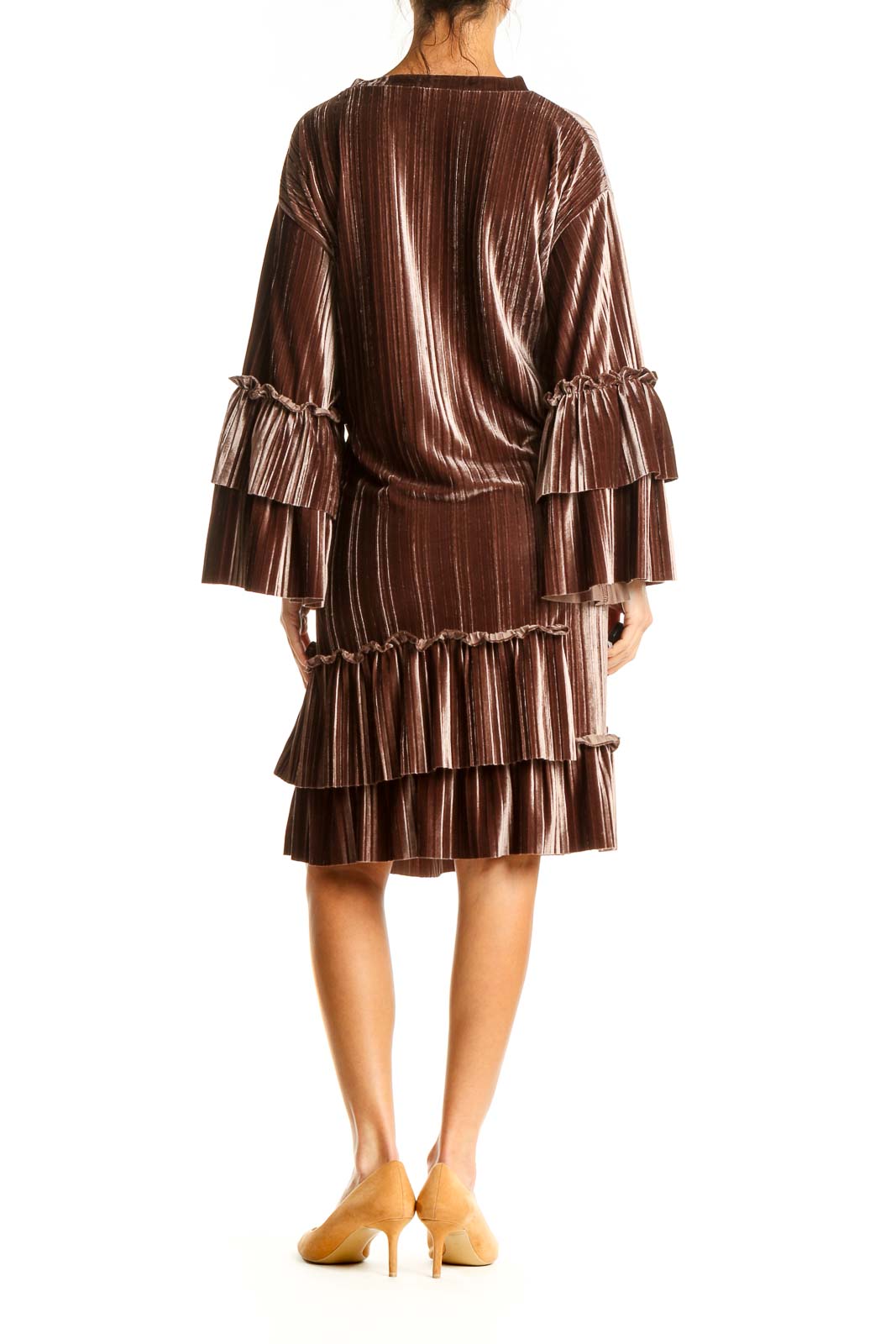 Brown Velour Cocktail Shift Dress