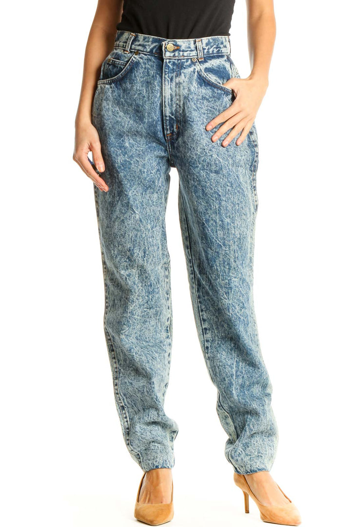 Blue Acid Wash Boyfriend Jeans