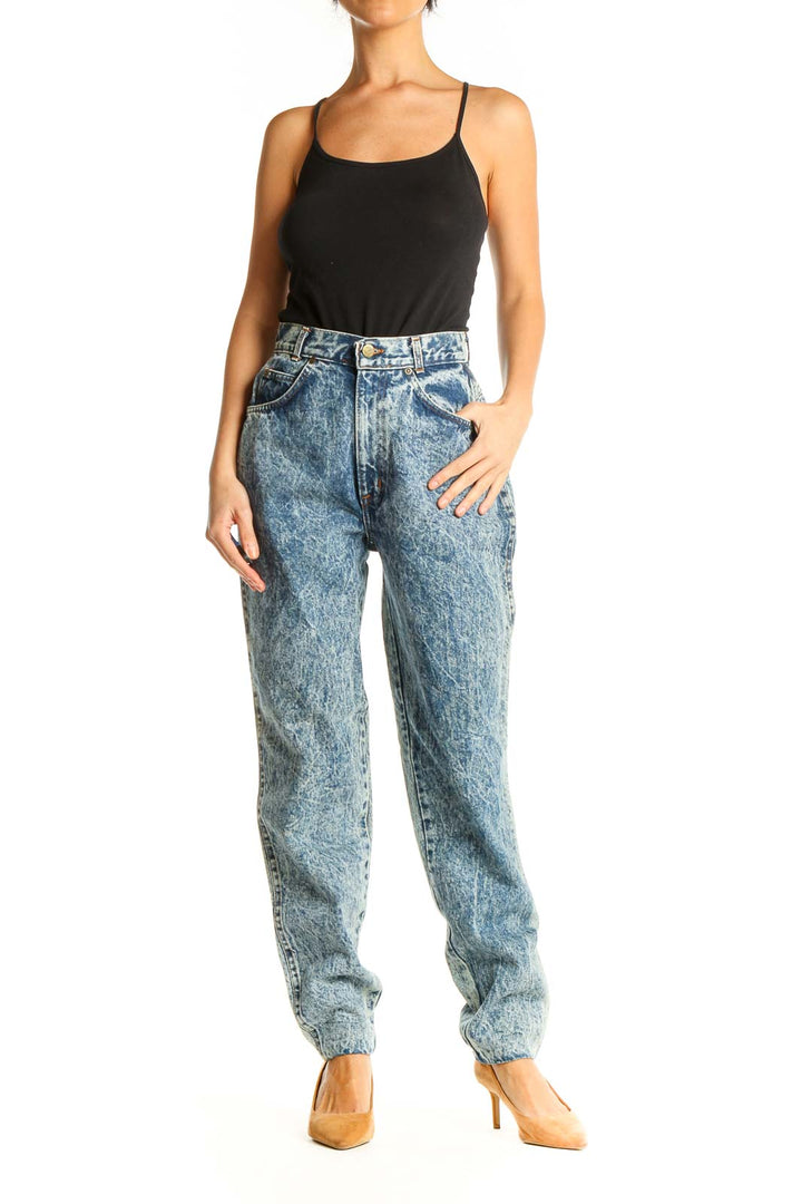 Blue Acid Wash Boyfriend Jeans