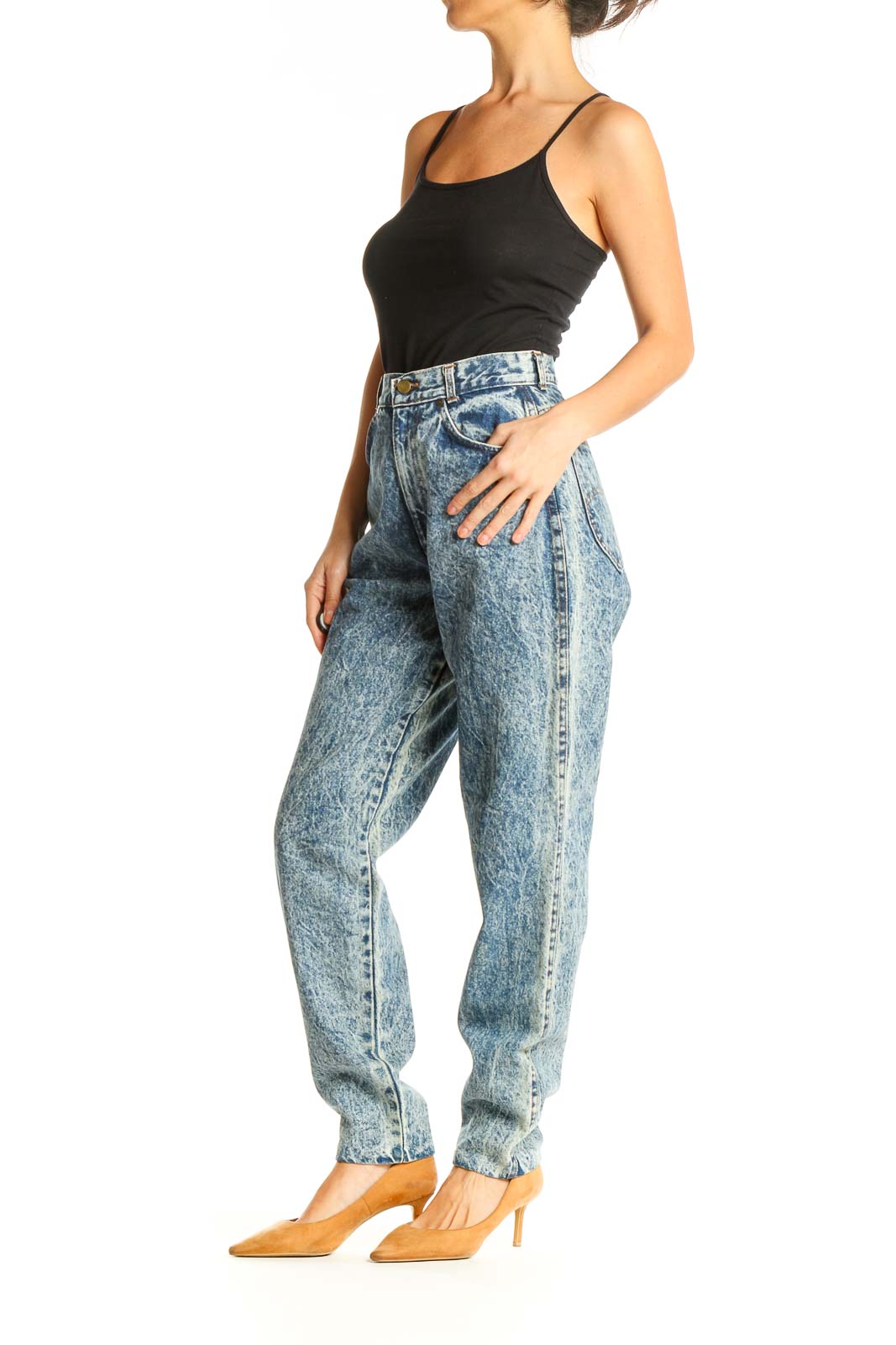 Blue Acid Wash Boyfriend Jeans