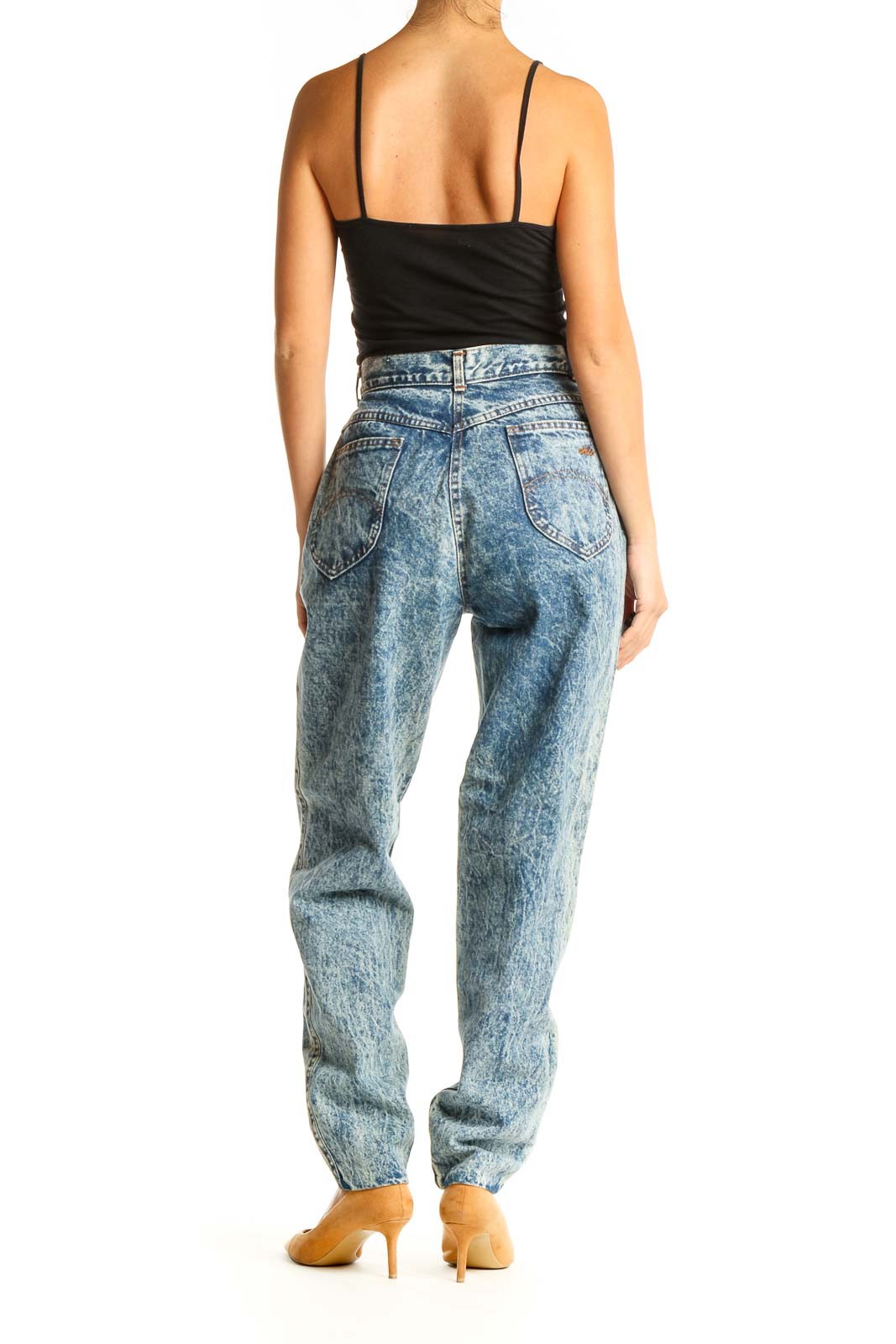 Blue Acid Wash Boyfriend Jeans