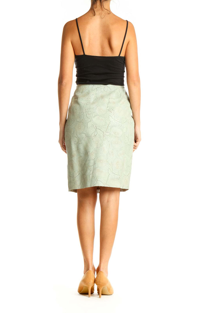 Green Textured Brunch Pencil Skirt