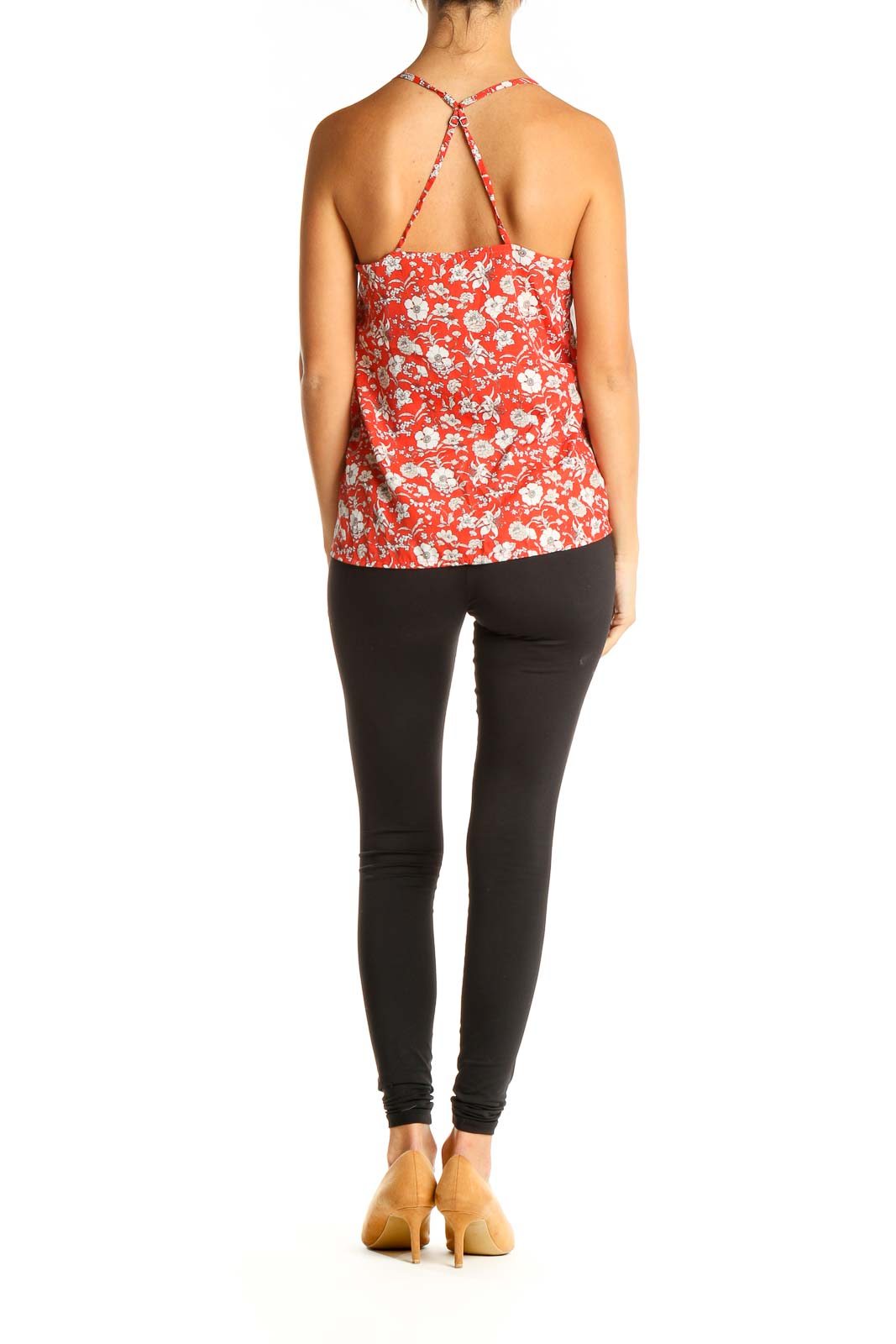 Red Floral Print Bohemian Tank Top