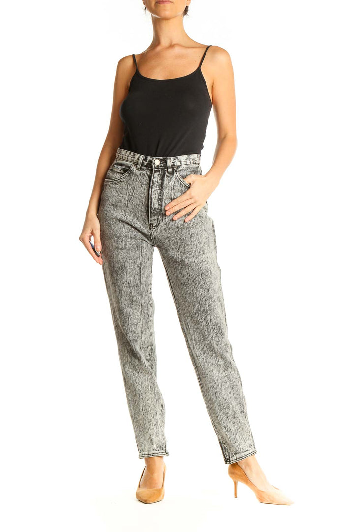 Gray Retro Acid Wash Jeans