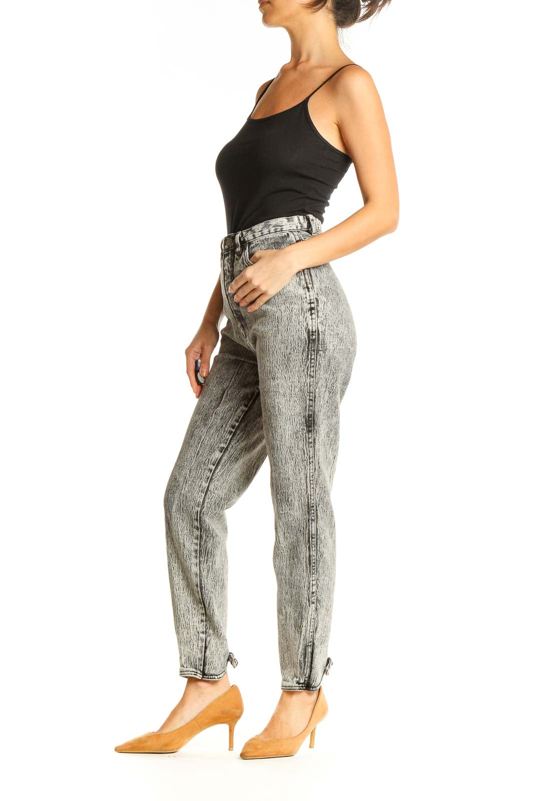 Gray Retro Acid Wash Jeans